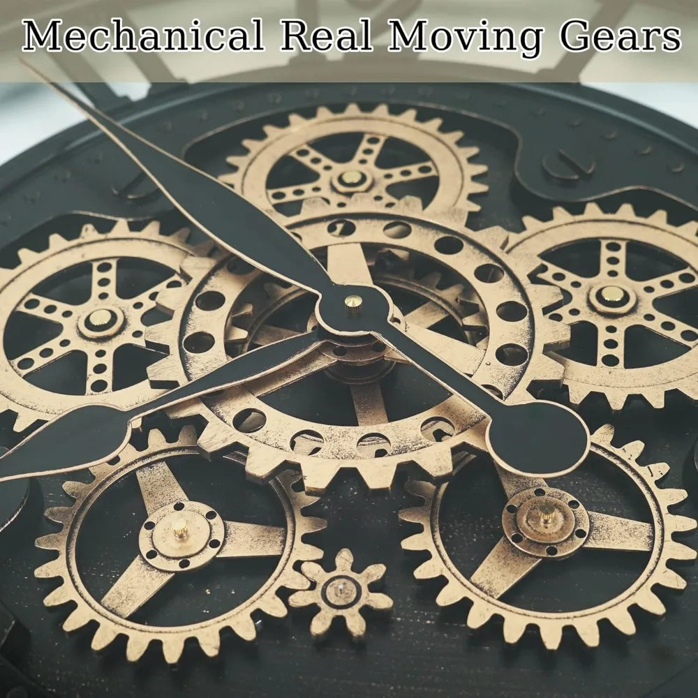 Real Moving Gears Wall Clock