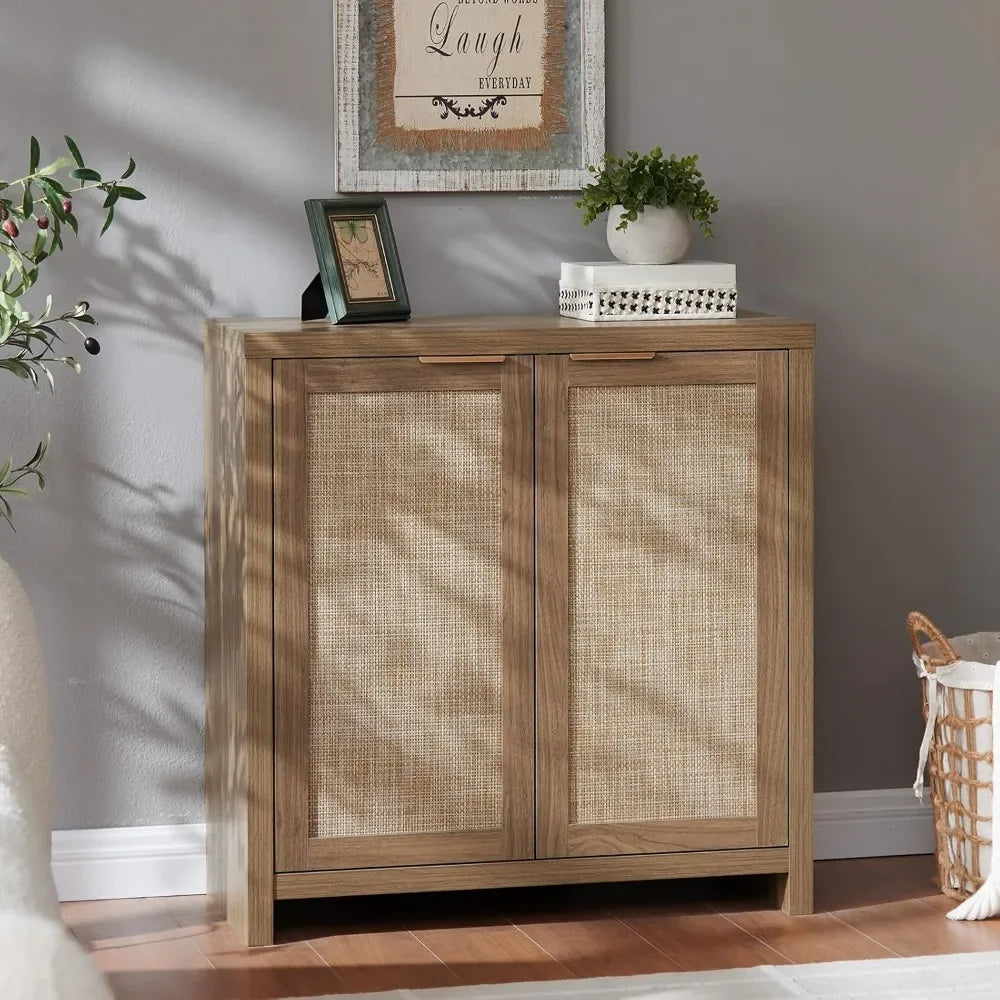 Rattan Storage Cabinet Set of 2