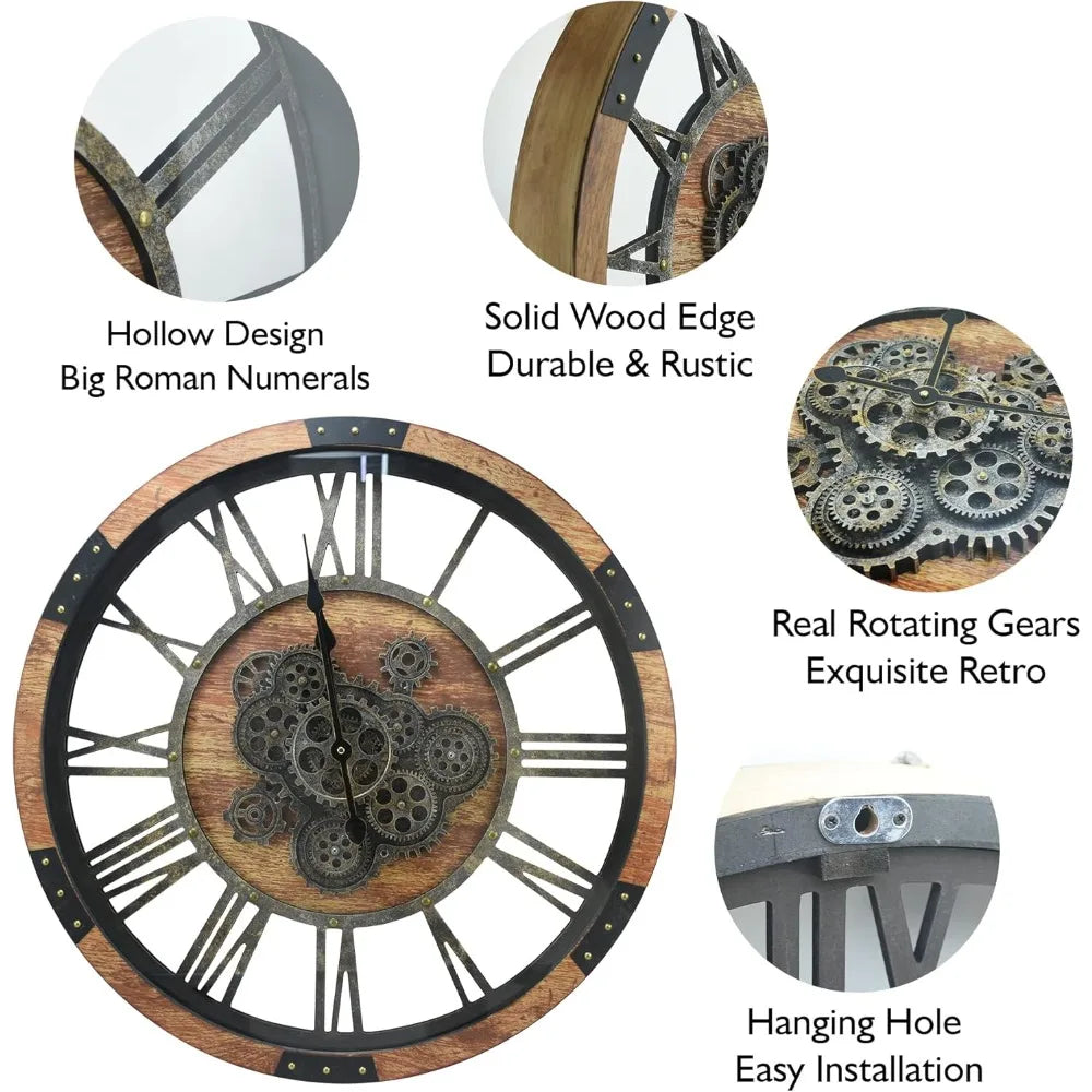 Real Moving Gears Wall Clock