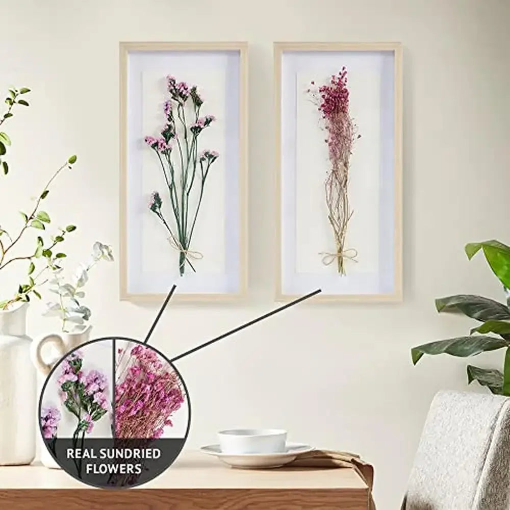 Natural Sundried Flower Wall Art Set