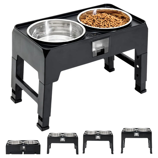 Elevated Pet Feeder Stand With Stainless Steel Bowls