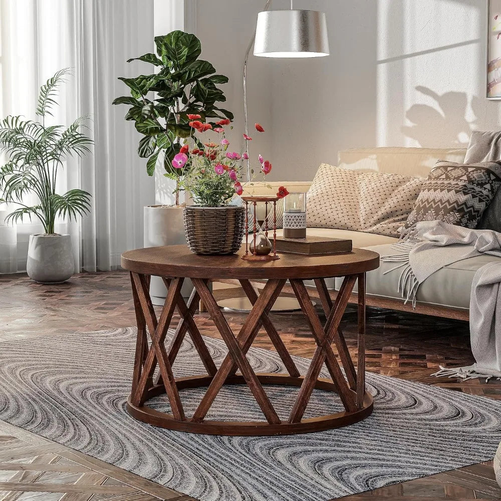 Rustic Farmhouse Round Coffee Table