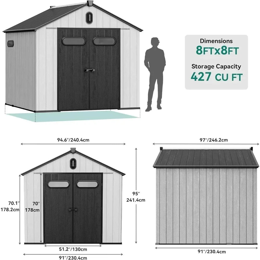 Outdoor Resin Storage Shed with Floor