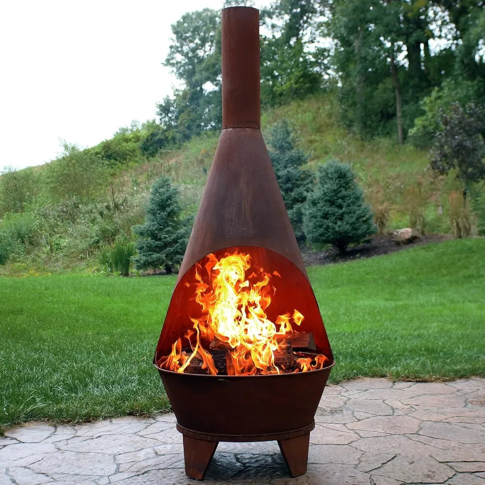 6-Foot Rustic Steel Mexican-Style Chiminea