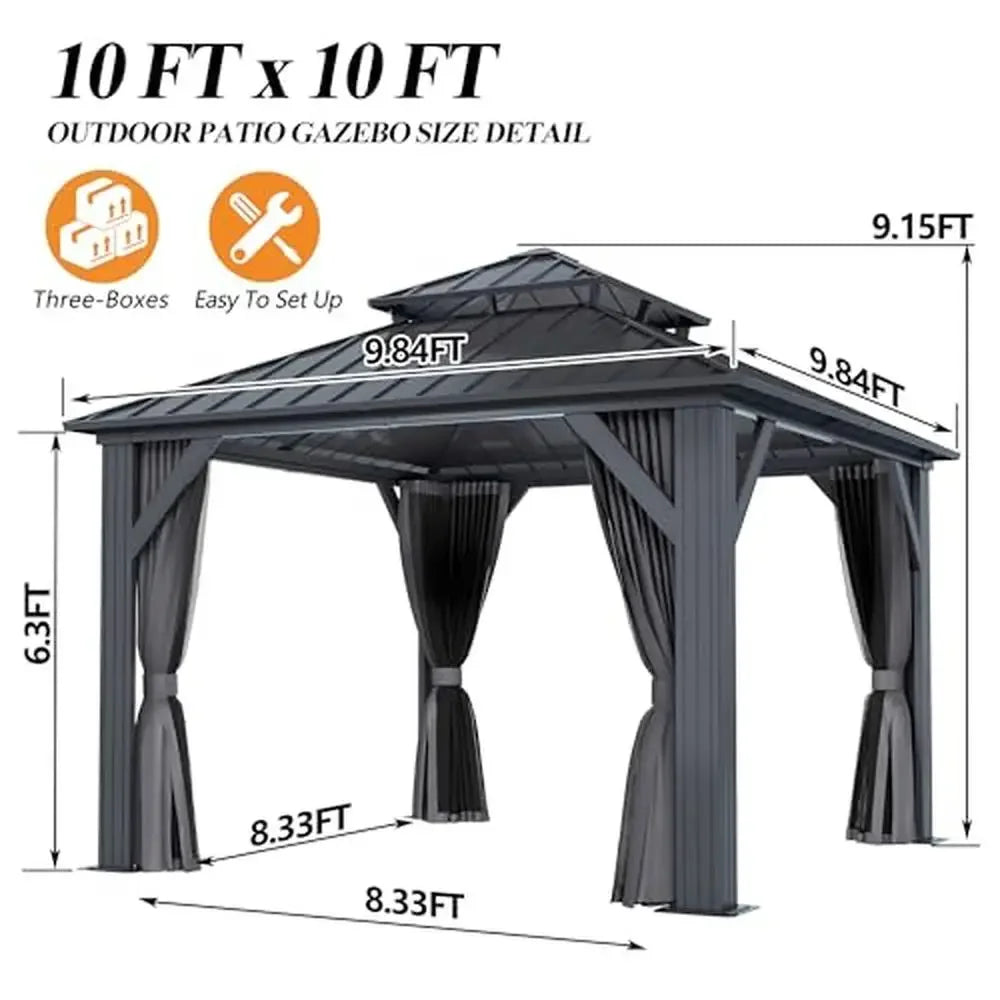 Outdoor Hardtop Gazebo Galvanized Iron Top