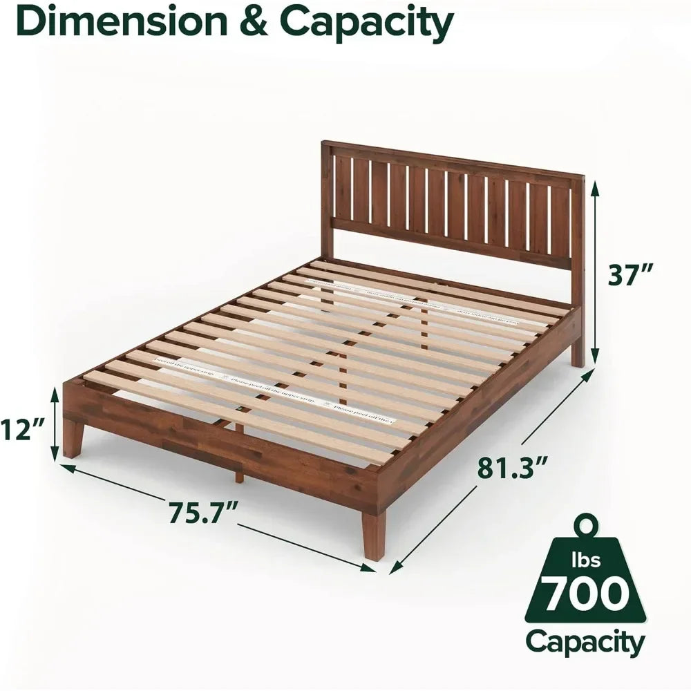 Luxury wooden platform bed frame