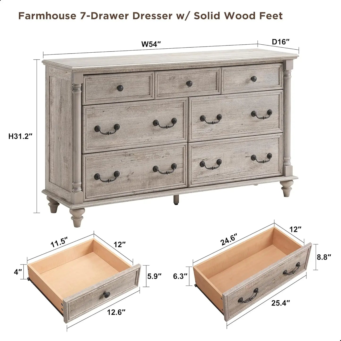 Farmhouse 7 Drawers Dresser