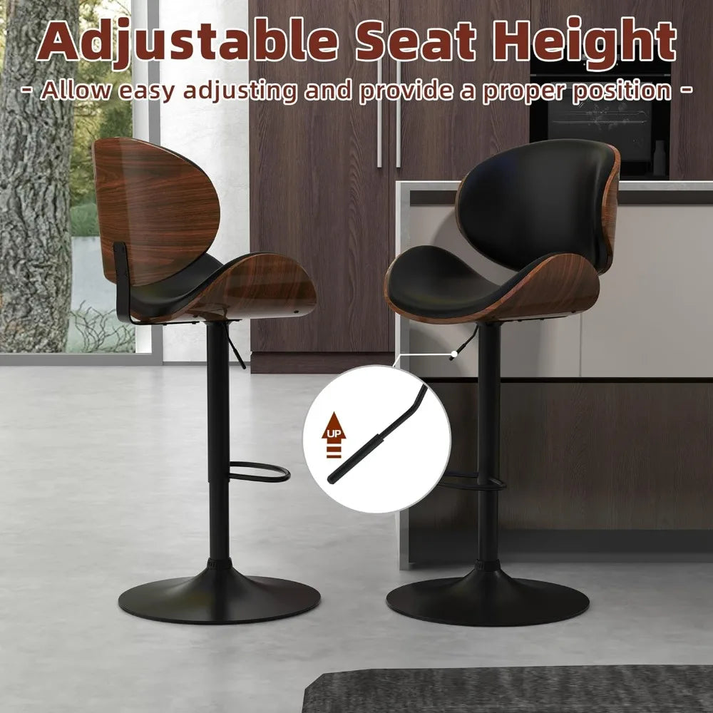 Swivel Barstools with Bentwood Seat and Back with Footrest