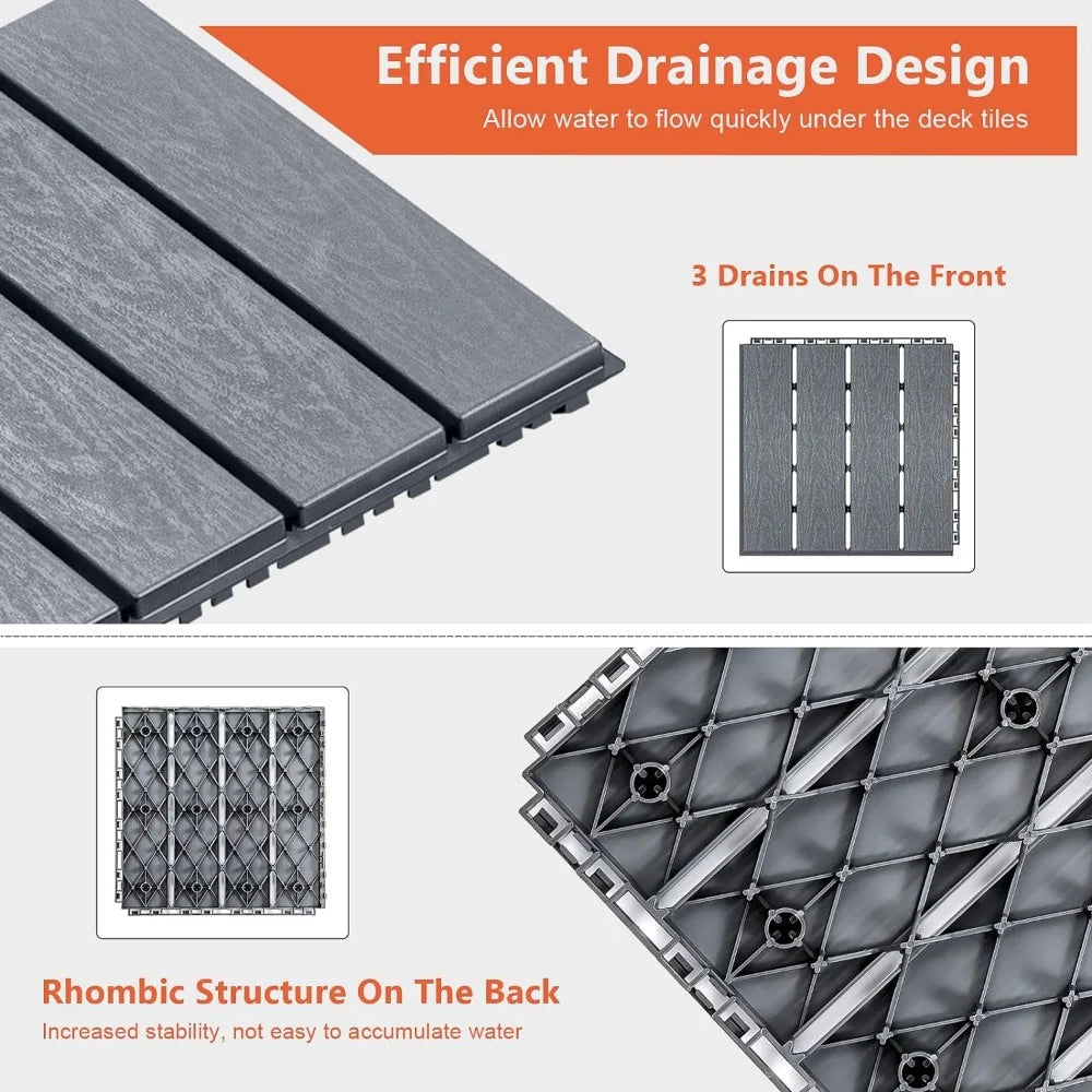 Interlocking Deck Tiles with Edge Kits 11.8"x11.8"