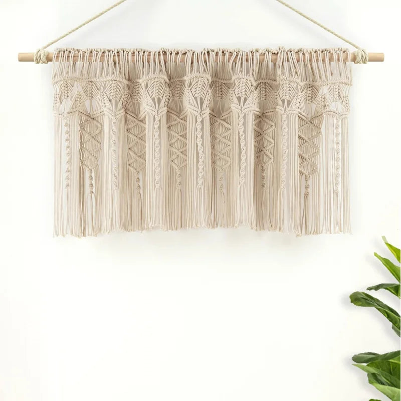 Boho Macrame Textured Cotton Valance