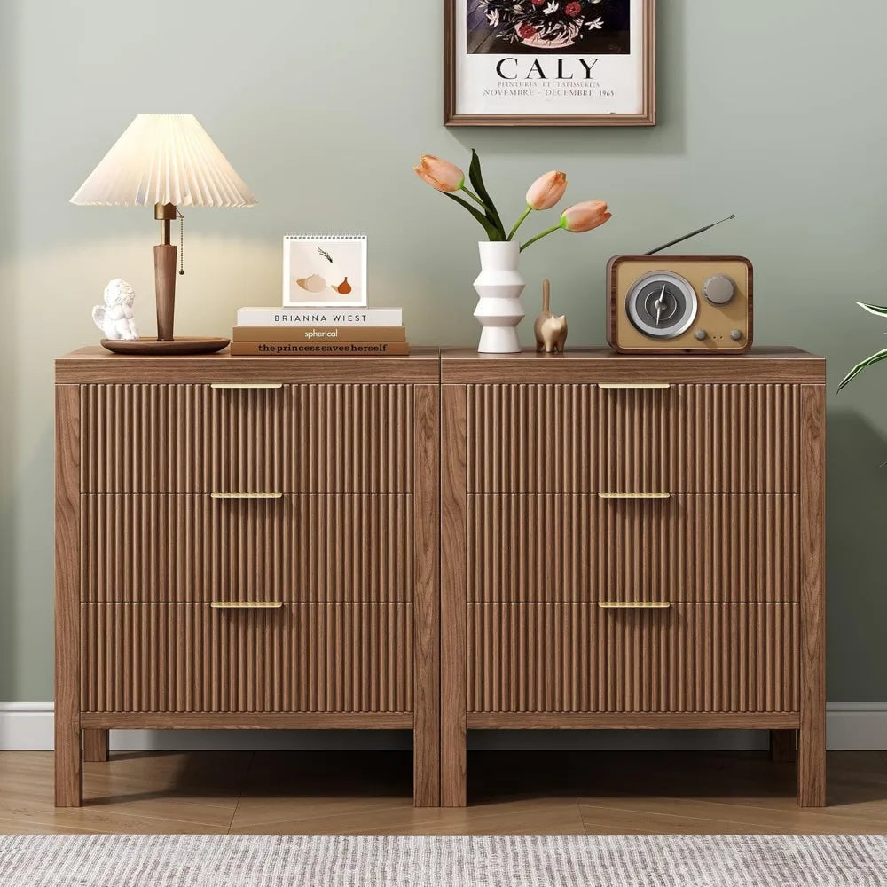 Fluted Nightstands Set of 2