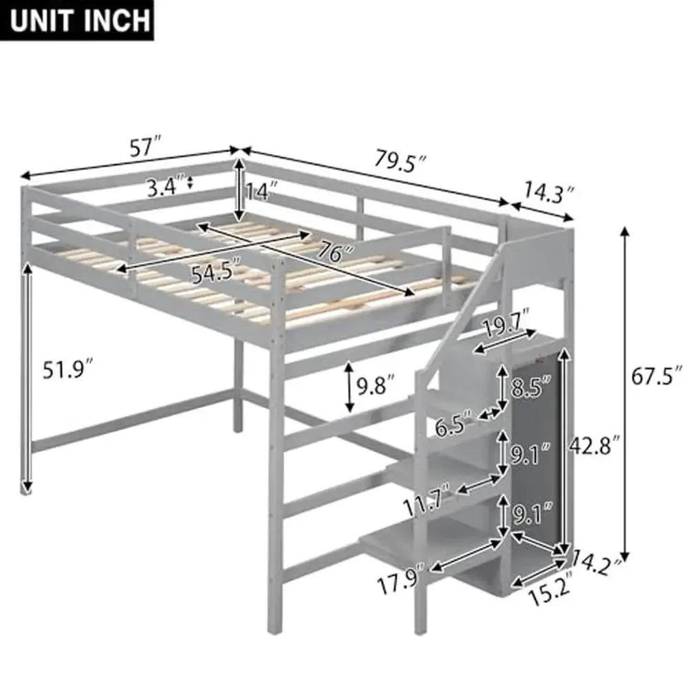 Full Size Loft Bed with Wardrobe/Storage