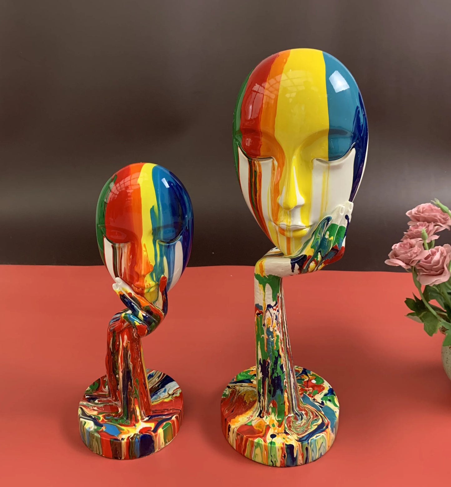 Creative Colorful Painted Face Statue