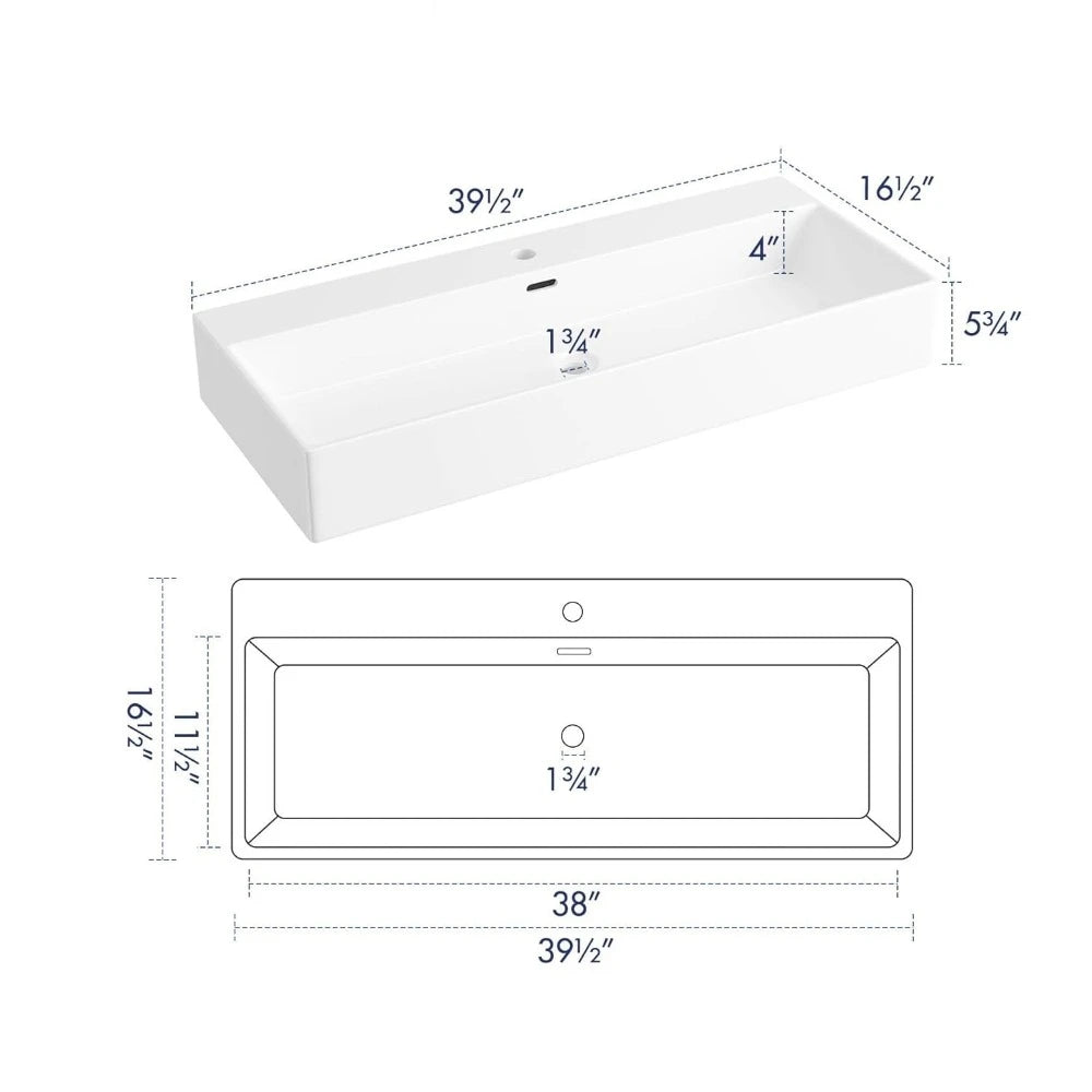 Modern Porcelain Vanity Floating Sink