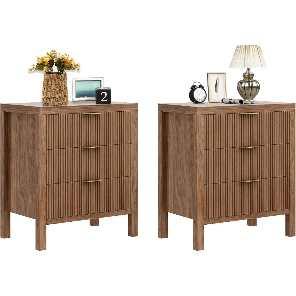 Fluted Nightstands Set of 2