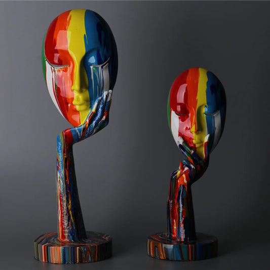 Creative Colorful Painted Face Statue