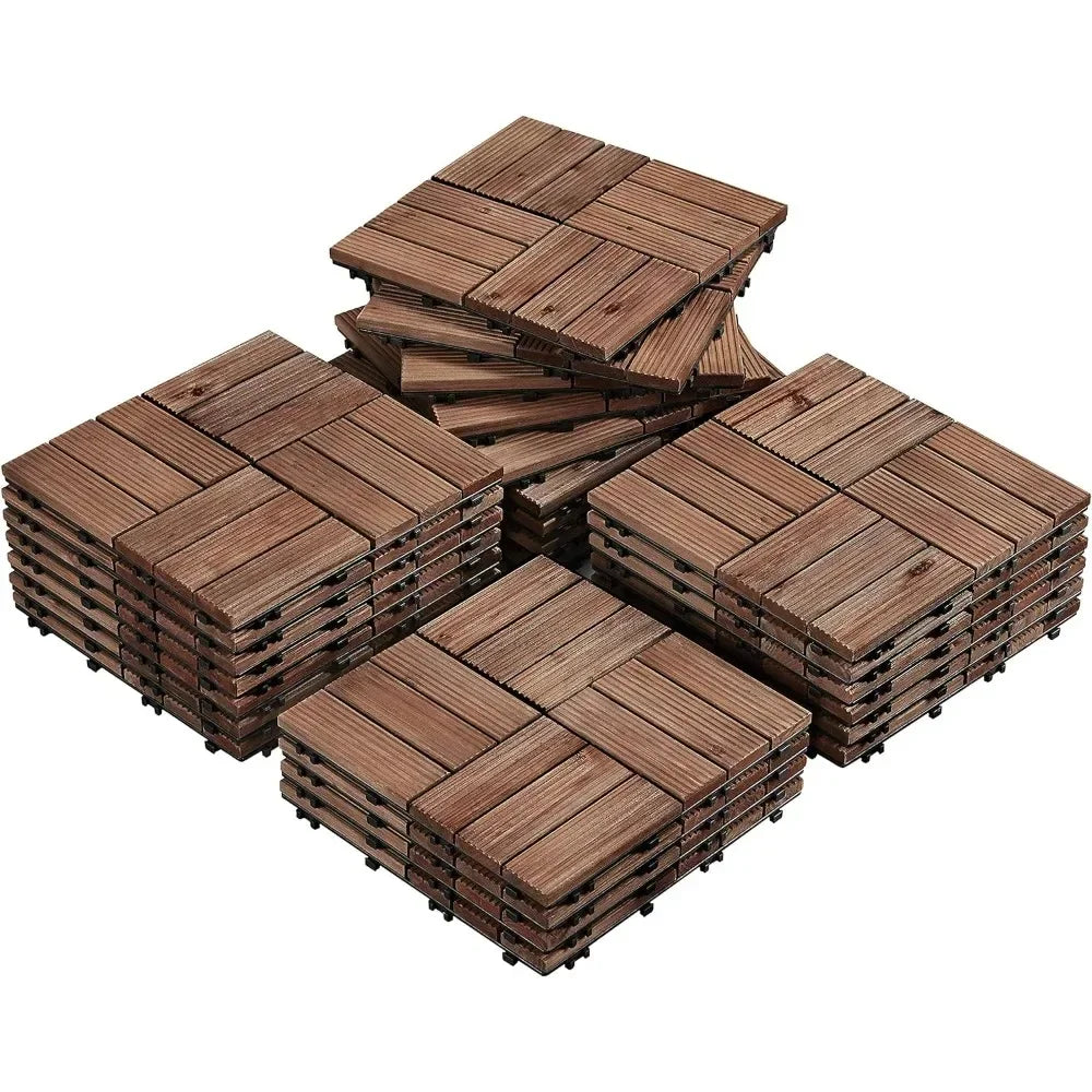 27PCS Wooden Decking Tiles 12x12in Outdoors