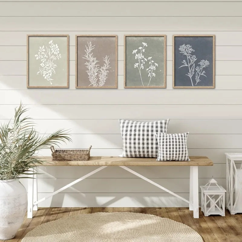 Boho Wall Art Set of 4 Minimalist Wall Art