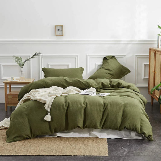 Simple 3Pcs100% Linen Bedding Set