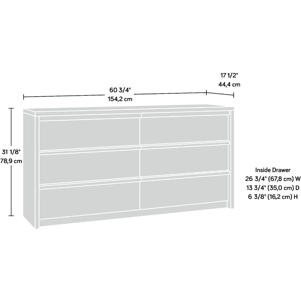 Dresser with 6 Drawers Walnut Finish