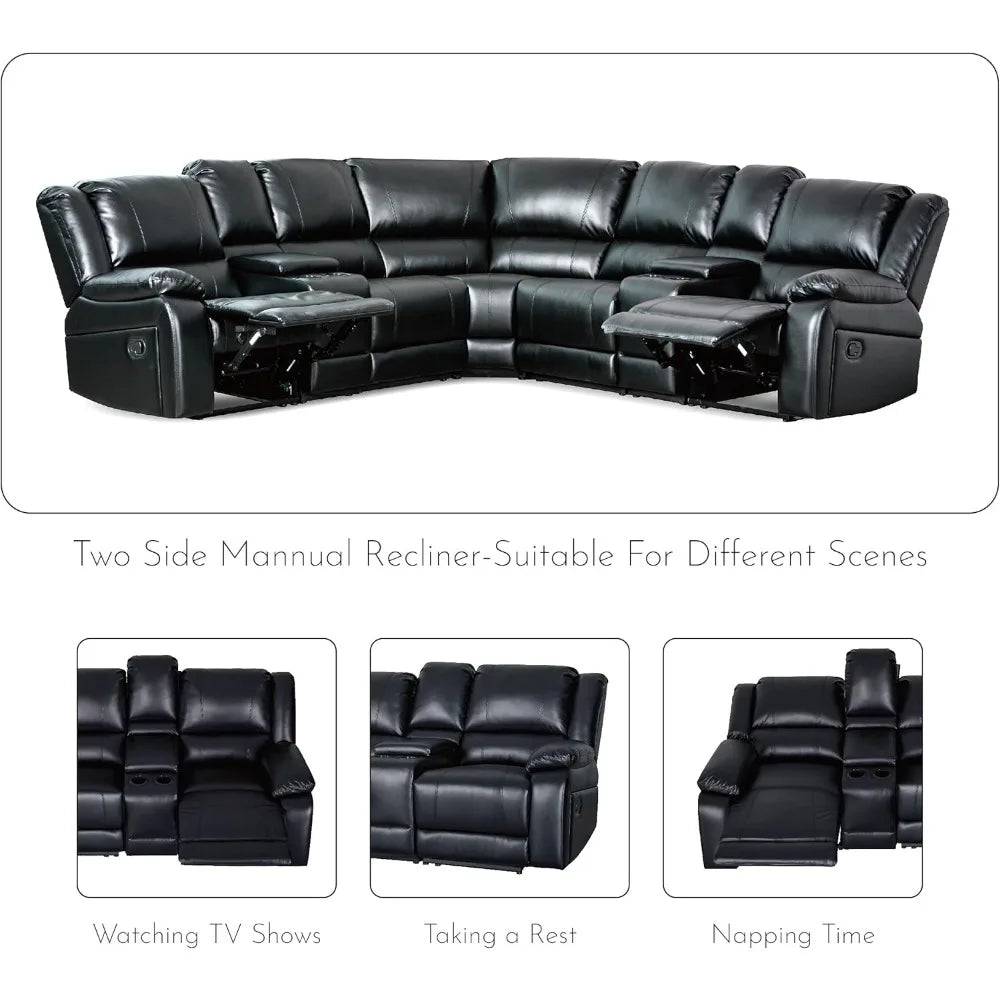 Modular Sectional L-Shaped  Recliner Sofa