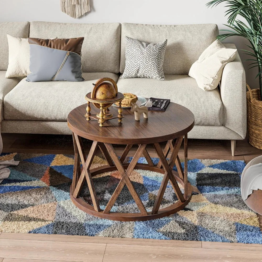 Rustic Farmhouse Round Coffee Table