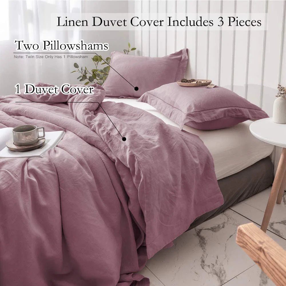 100% Linen Bedding Set 3Pcs Duvet Set