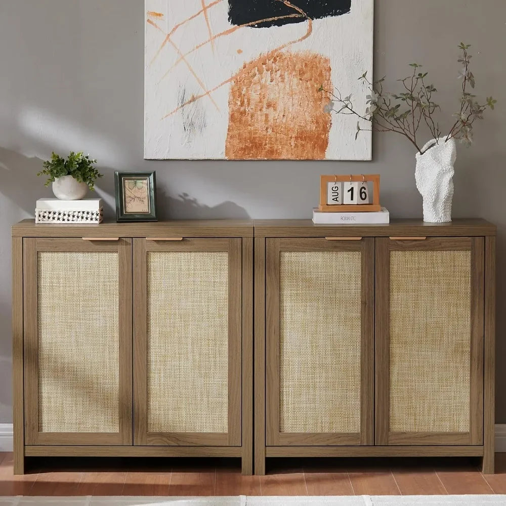 Rattan Storage Cabinet Set of 2