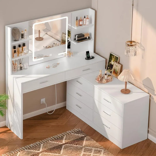 Vanity with LED Lighted Mirror Power Outlet