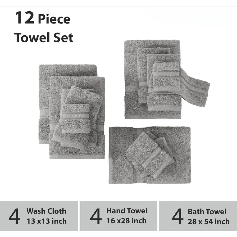 12 Piece Bath Towel Set