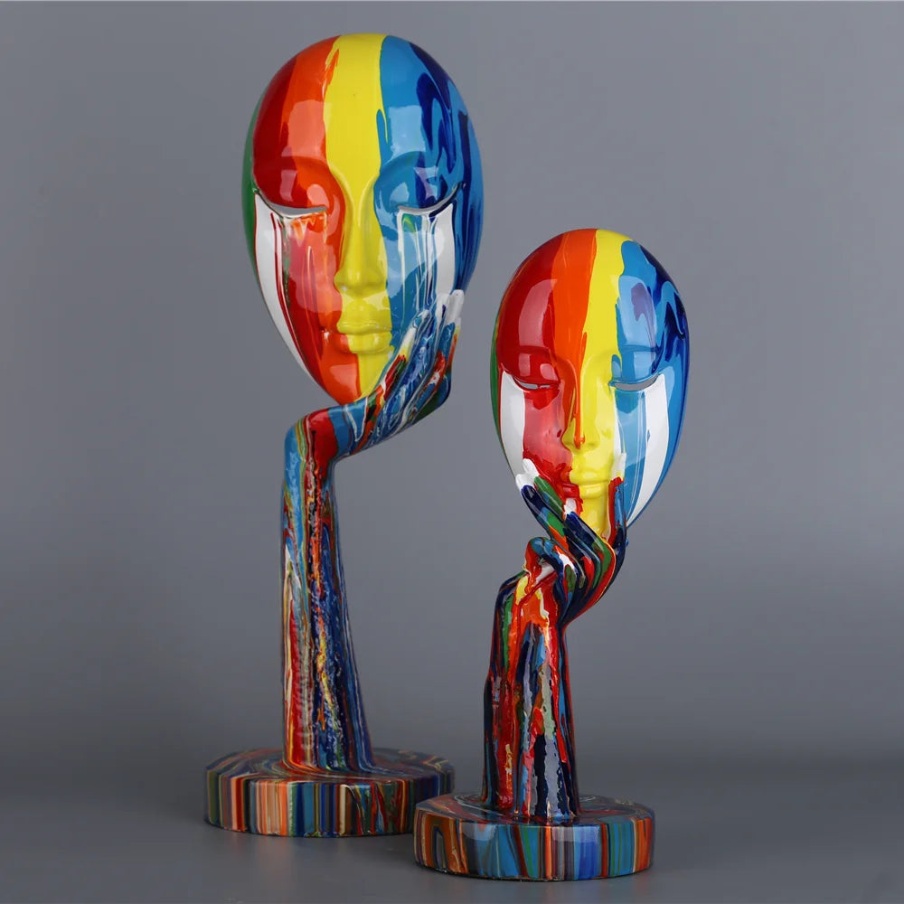 Creative Colorful Painted Face Statue