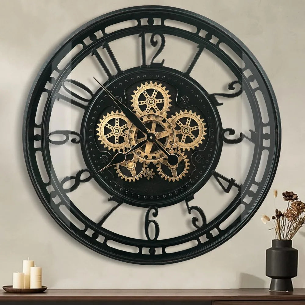 Real Moving Gears Wall Clock