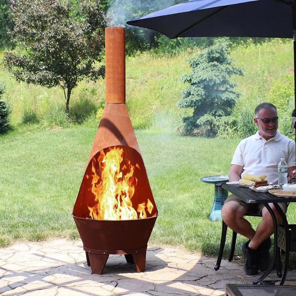 6-Foot Rustic Steel Mexican-Style Chiminea