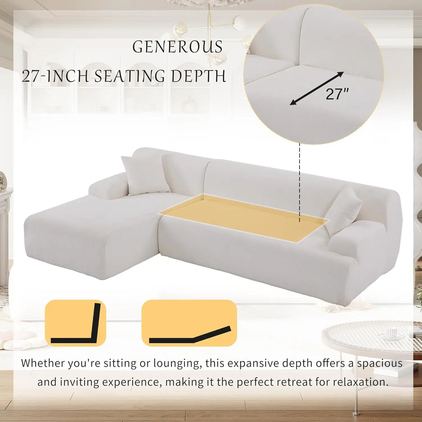 107'' Chenille Modular Sectional Couch