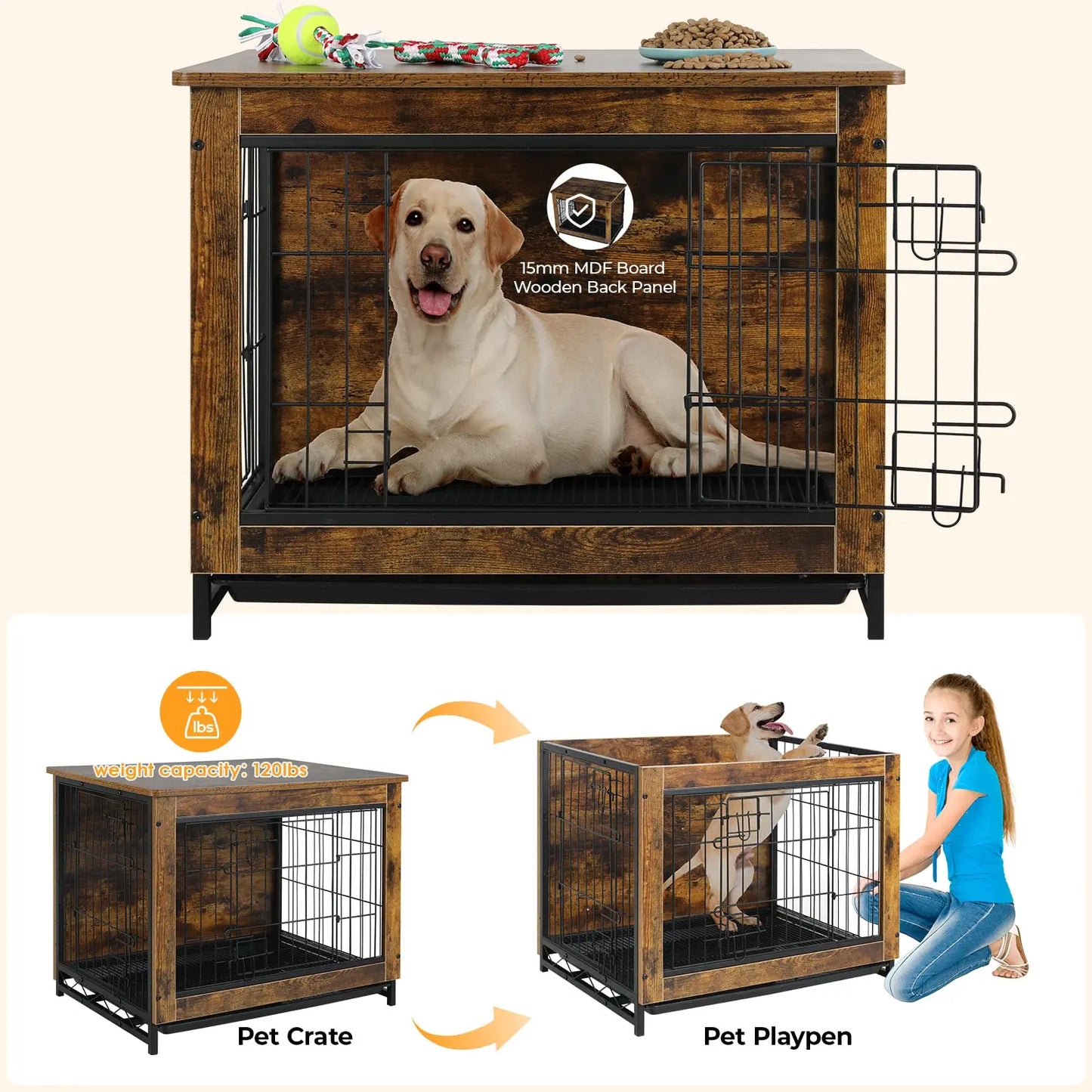 Modern Dog Kennel with Double Doors