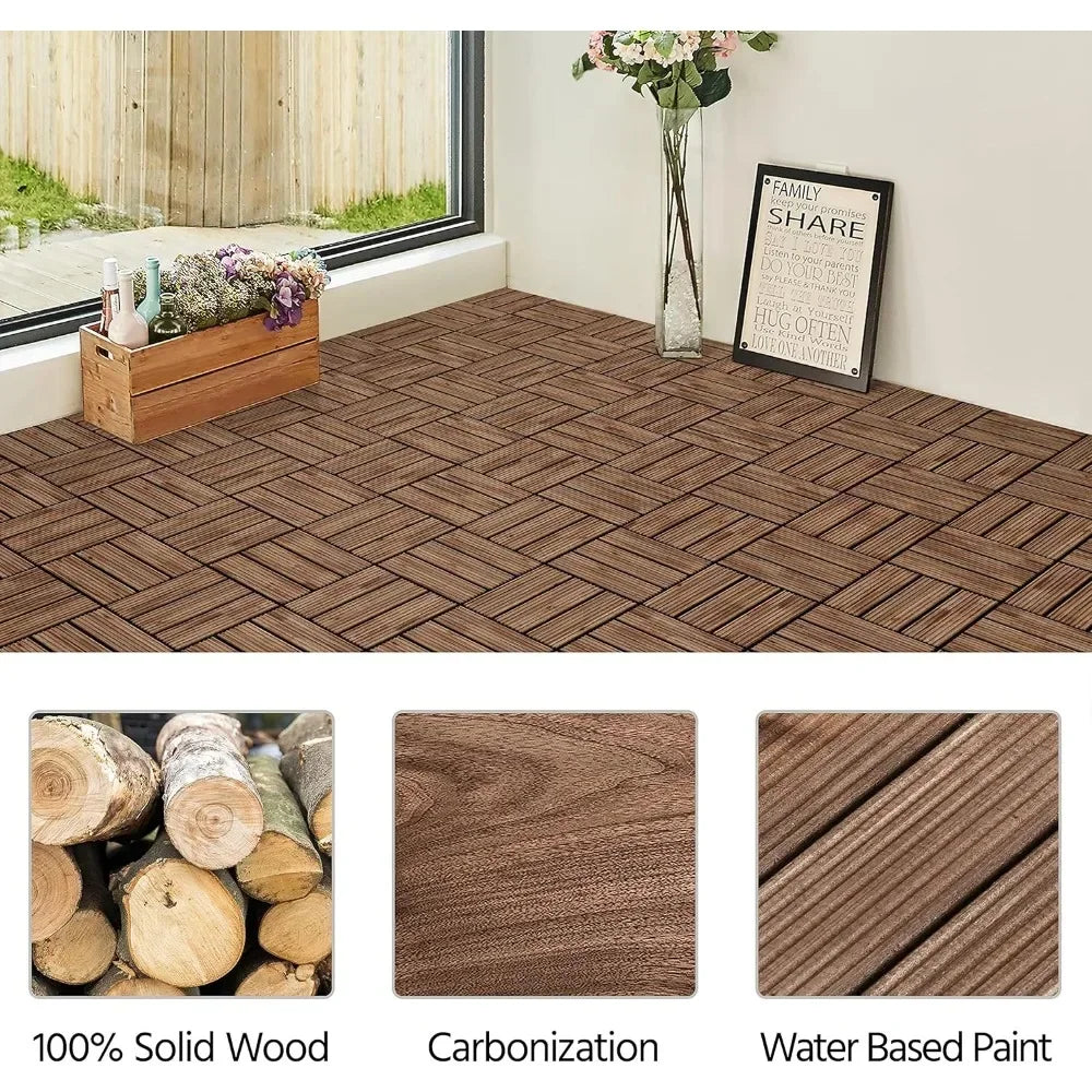 27PCS Wooden Decking Tiles 12x12in Outdoors