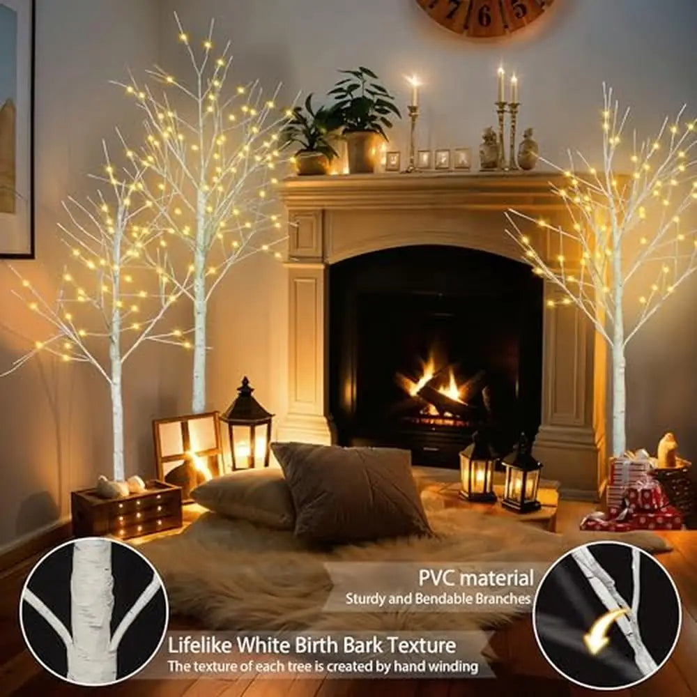 3 Pack 4FT 5FT 6FT LED Birch Tree Set