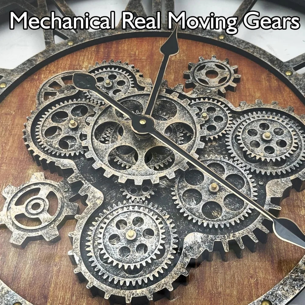 Real Moving Gears Wall Clock