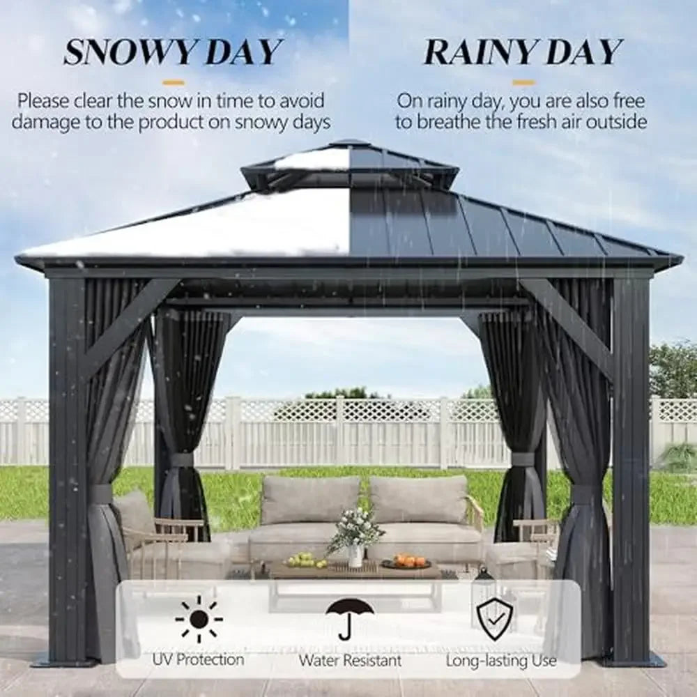 Outdoor Hardtop Gazebo Galvanized Iron Top