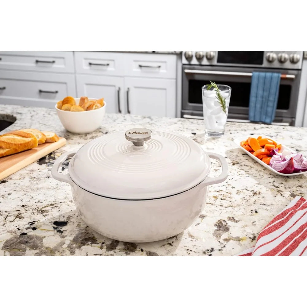 Lodge 6 Qt Enameled Cast Iron Dutch Oven with Lid