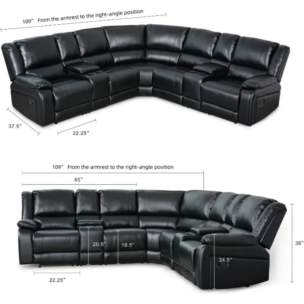 Modular Sectional L-Shaped  Recliner Sofa