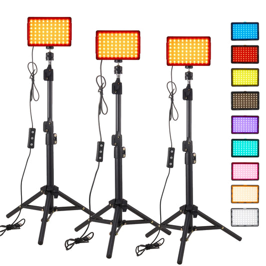 3pack LED 9Color Filter Studio Streaming Lights