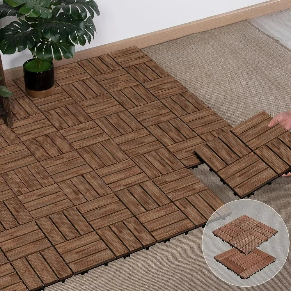 27PCS Wooden Decking Tiles 12x12in Outdoors