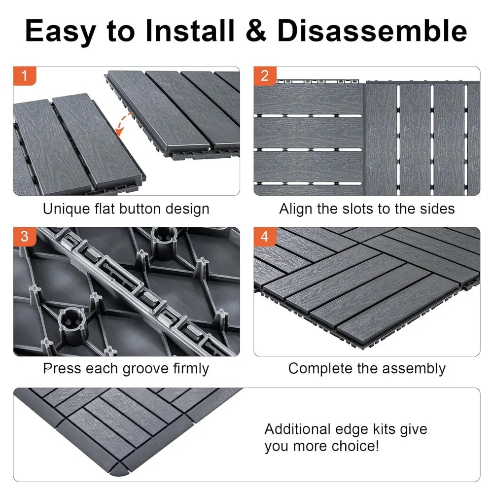 Interlocking Deck Tiles with Edge Kits 11.8"x11.8"