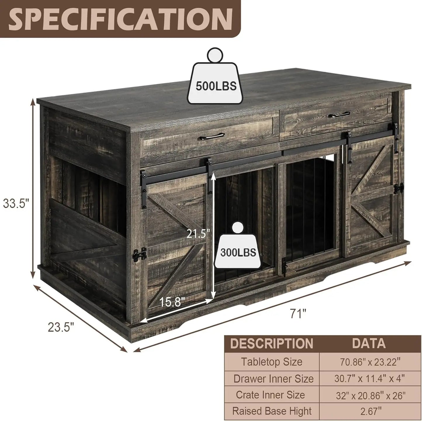 Large Dog Crate with Divider