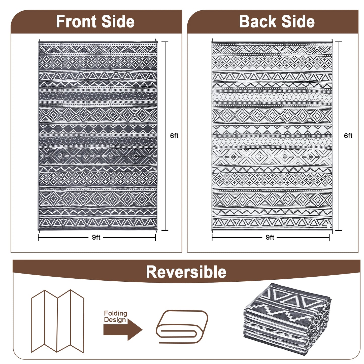 Outdoor Rug 5x8 Waterproof Reversible Patio Rug