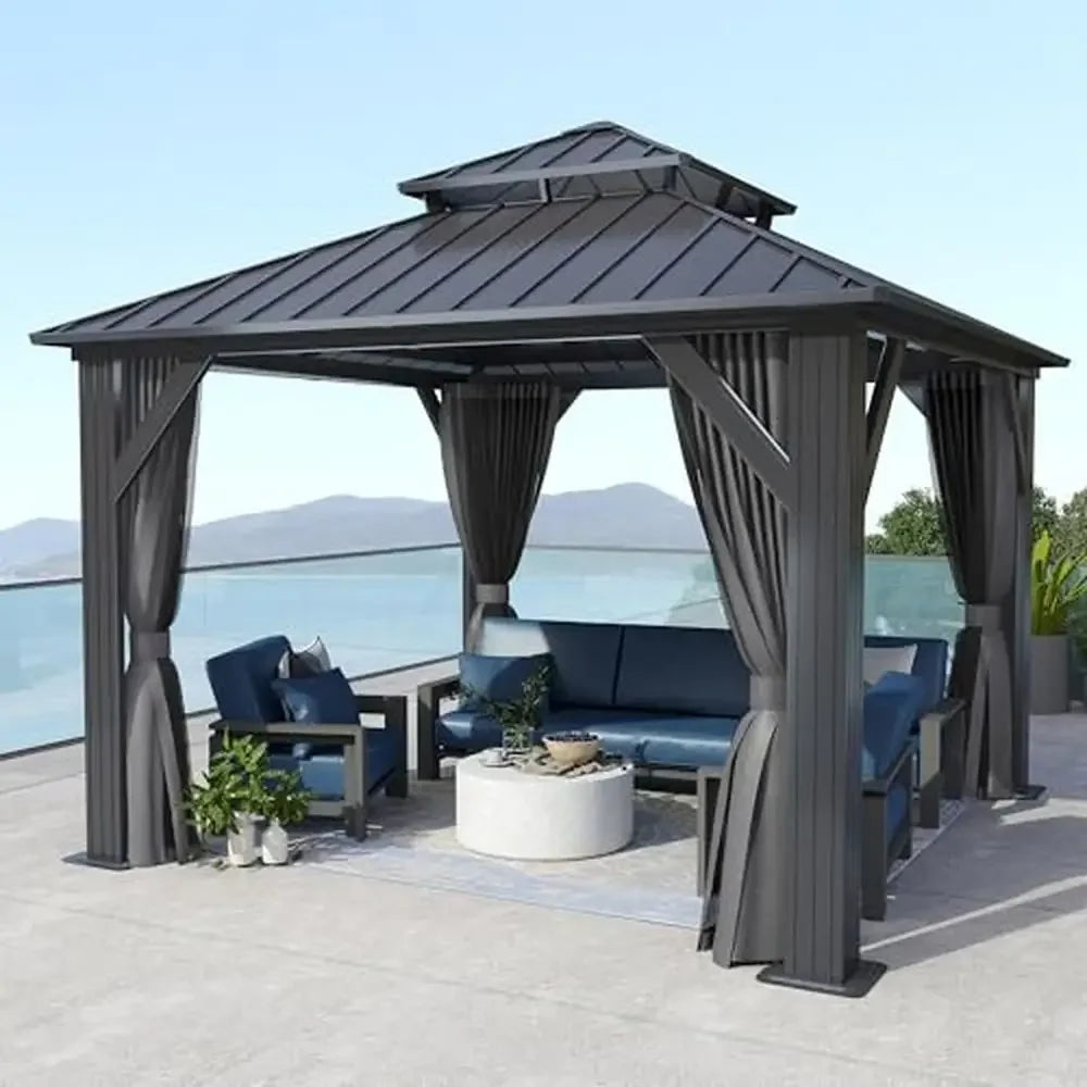 Outdoor Hardtop Gazebo Galvanized Iron Top