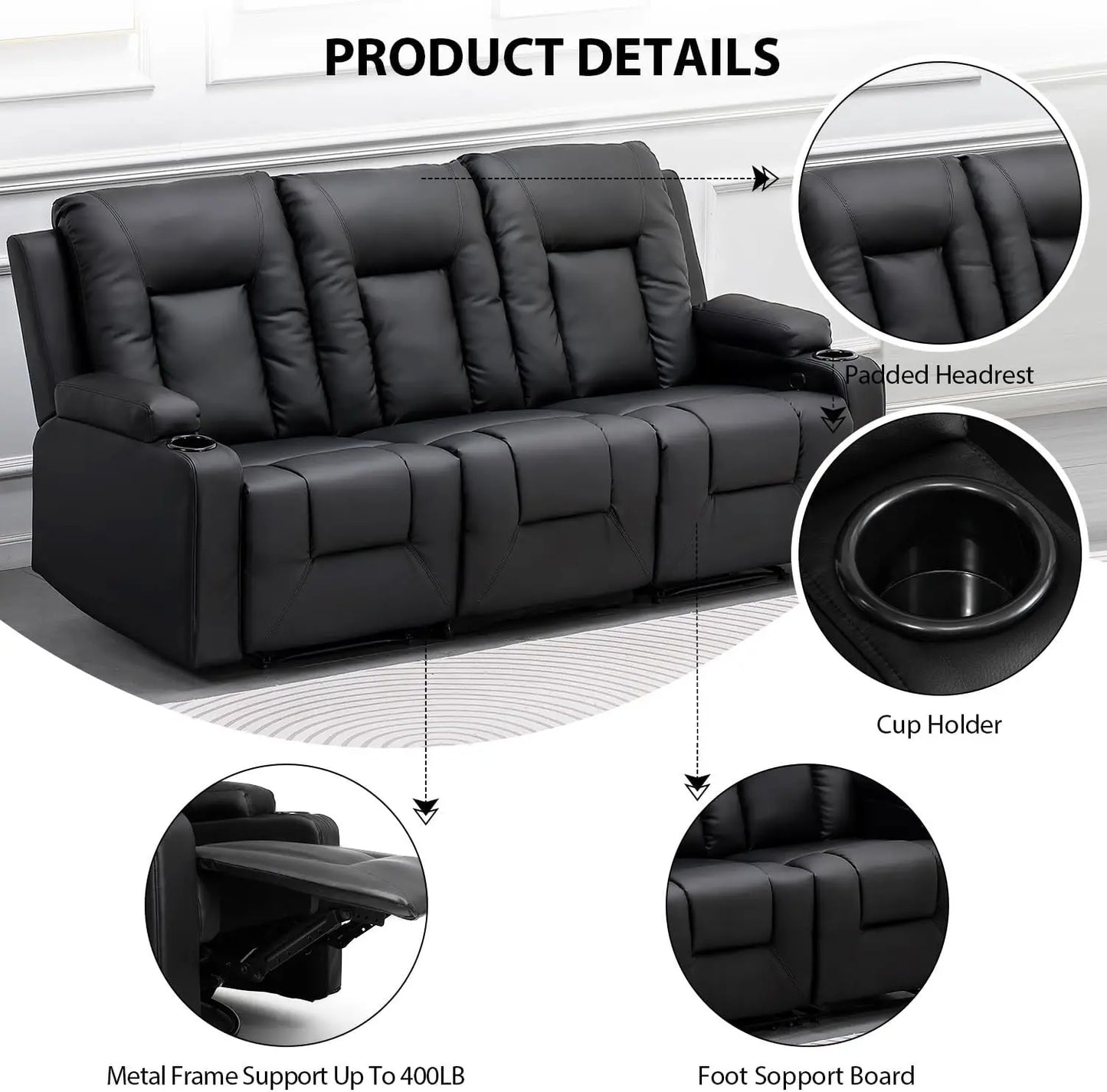 2PC Bonded Leather Recliner Set