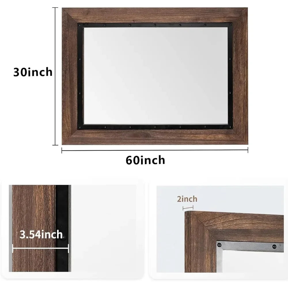 Rustic Wooden Framed Wall Mirror