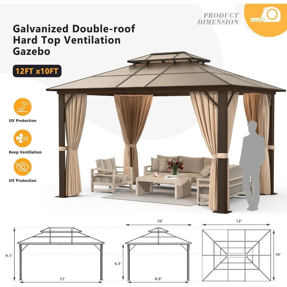 10x12 hard top pavilion, double roof pavilion